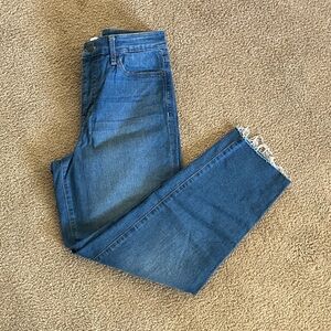 Cropped Sanctuary Blue Denim raw hem jeans size 28